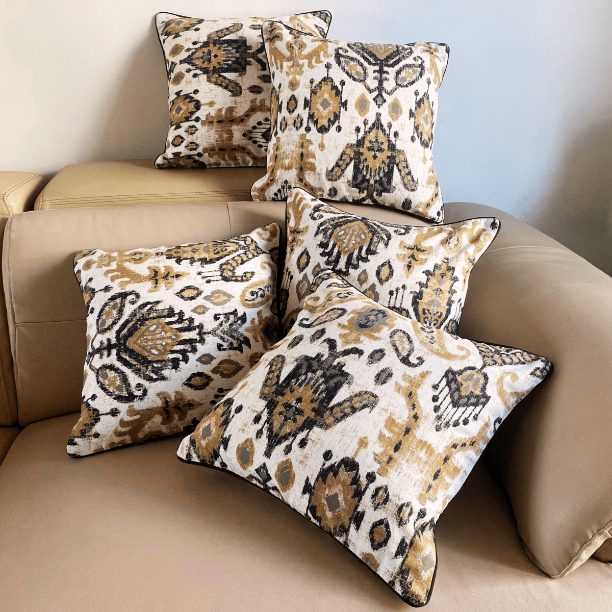 Sundown Printed Cushion Covers, 16" x 16", Pack of 5 - Coral Slub -